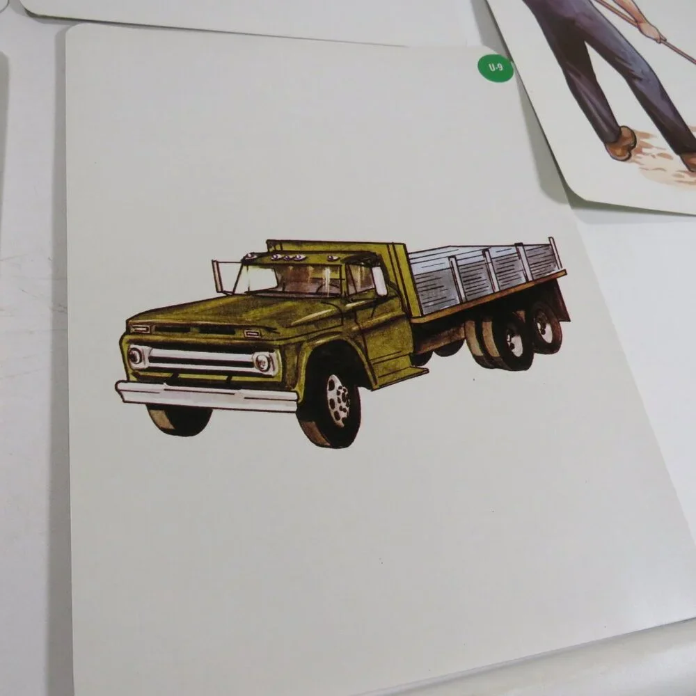 Peabody 60s People Farmer (5) cards Vintage Artwork Tractor, Farm Truck